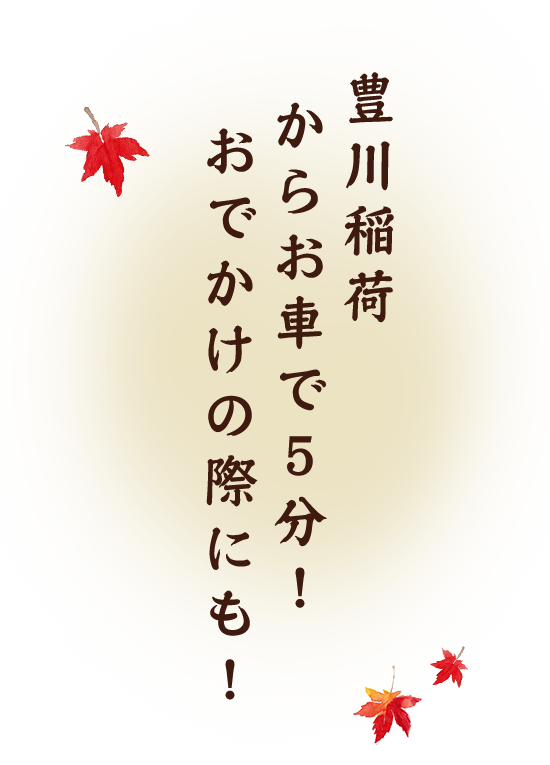 豊川稲荷からお車で5分！おでかけの際にも